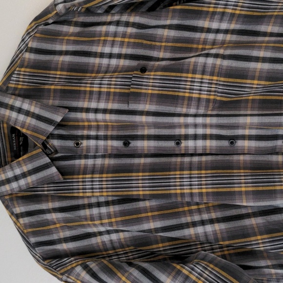 Berkam Shirt Mens XL Grey Black Plaid Western Button Down Cowboy Short Sleeve - Picture 2 of 7